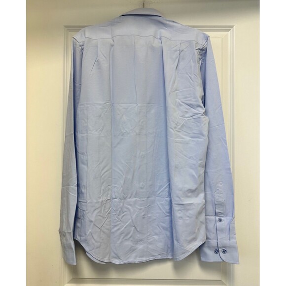 DSTRCT & Row Dress Shirt Mens Large Long Sleeve Ice Blue Collared Stretch Knit - Picture 2 of 5